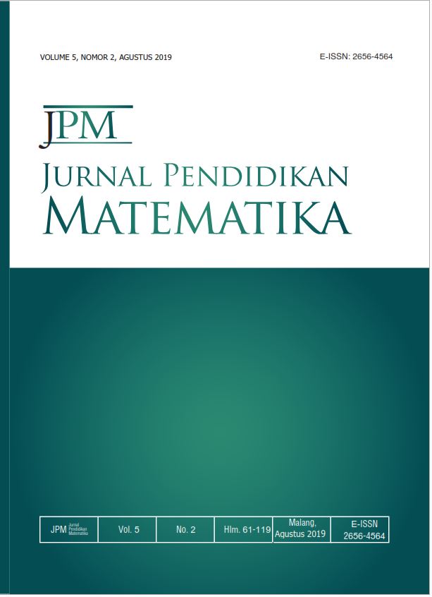 					View Vol. 5 No. 1 (2019): Jurnal Pendidikan Matematika (JPM)
				