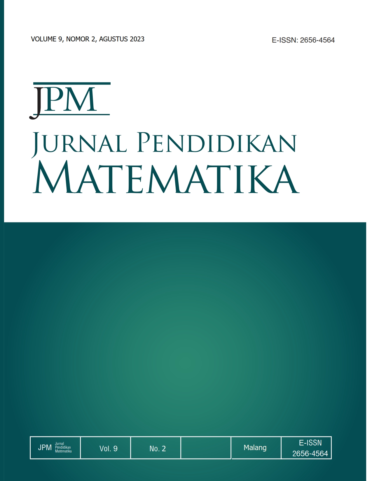 					View Vol. 9 No. 2 (2023): Jurnal Pendidikan Matematika (JPM)
				