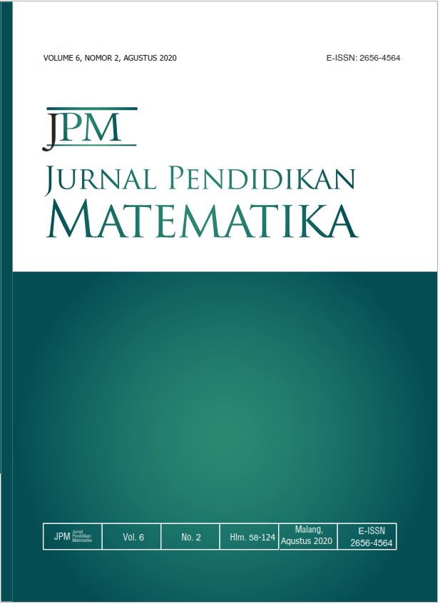 					View Vol. 6 No. 2 (2020): Jurnal Pendidikan Matematika (JPM)
				