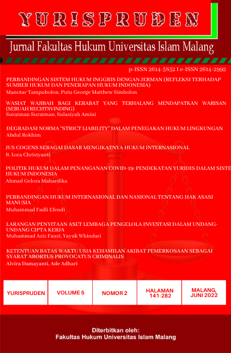 					View Vol. 5 No. 2 (2022): Yurispruden: Jurnal Fakultas Hukum Universitas Islam Malang
				