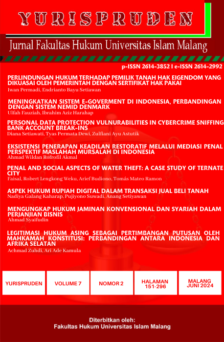 					View Vol. 7 No. 2 (2024): Yurispruden: Jurnal Fakultas Hukum Universitas Islam Malang
				