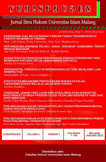 					Lihat Vol 5 No 1 (2022): Yurispruden: Jurnal Fakultas Hukum Universitas Islam Malang
				