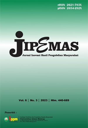 					View Vol. 6 No. 3 (2023): Jurnal Inovasi Hasil Pengabdian Masyarakat (JIPEMAS)
				