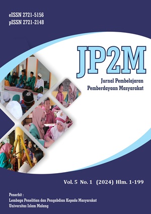 					View Vol. 5 No. 1 (2024): Jurnal Pembelajaran Pemberdayaan Masyarakat (JP2M)
				