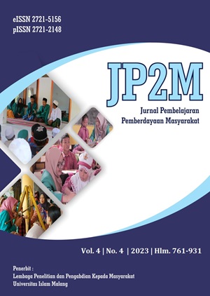 					View Vol. 4 No. 4 (2023): Jurnal Pembelajaran Pemberdayaan Masyarakat (JP2M)
				